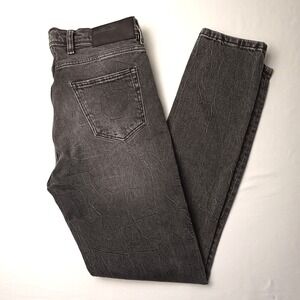 River Island Mens Dylan Slim Distressed Button Fly Jeans Size 30/32 Faded Black
